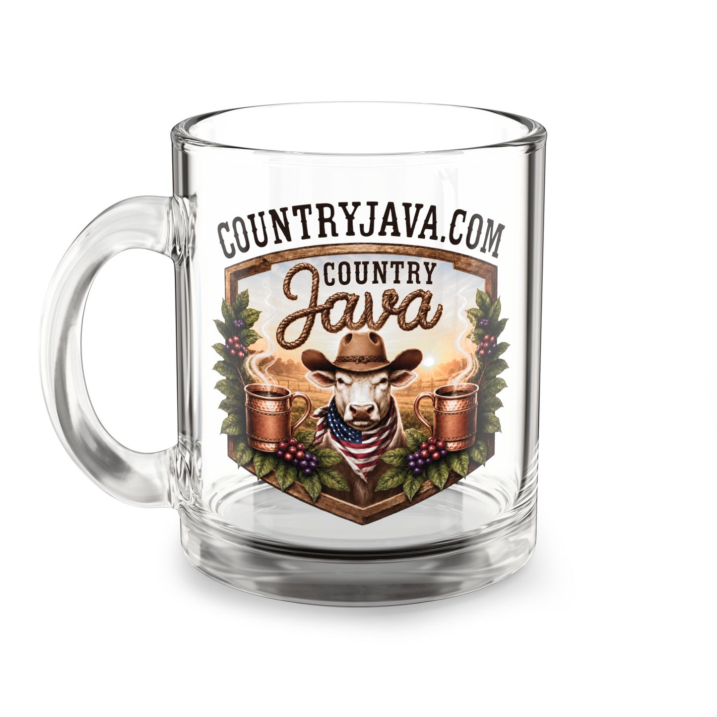 Country Java Glass Coffee Mug (10oz)