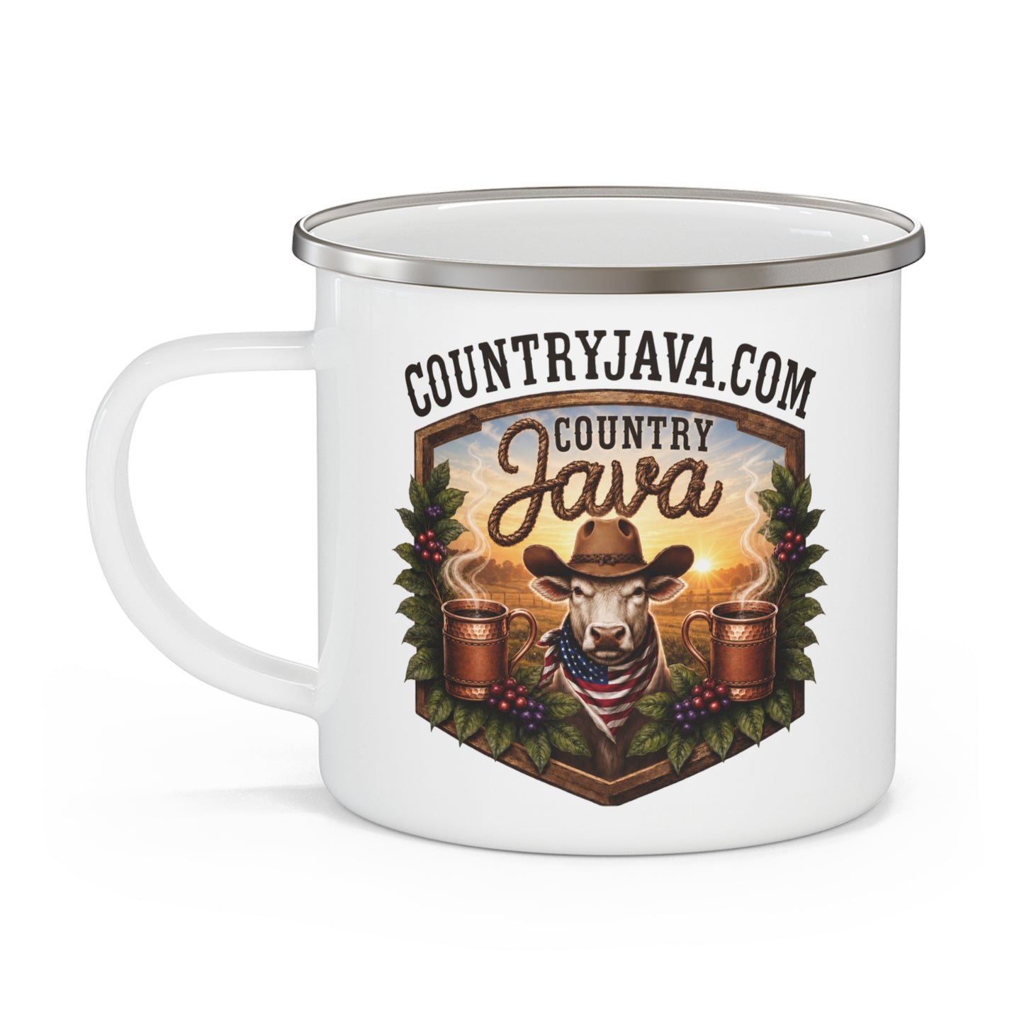 Enamel Mug — Retro Camping Design