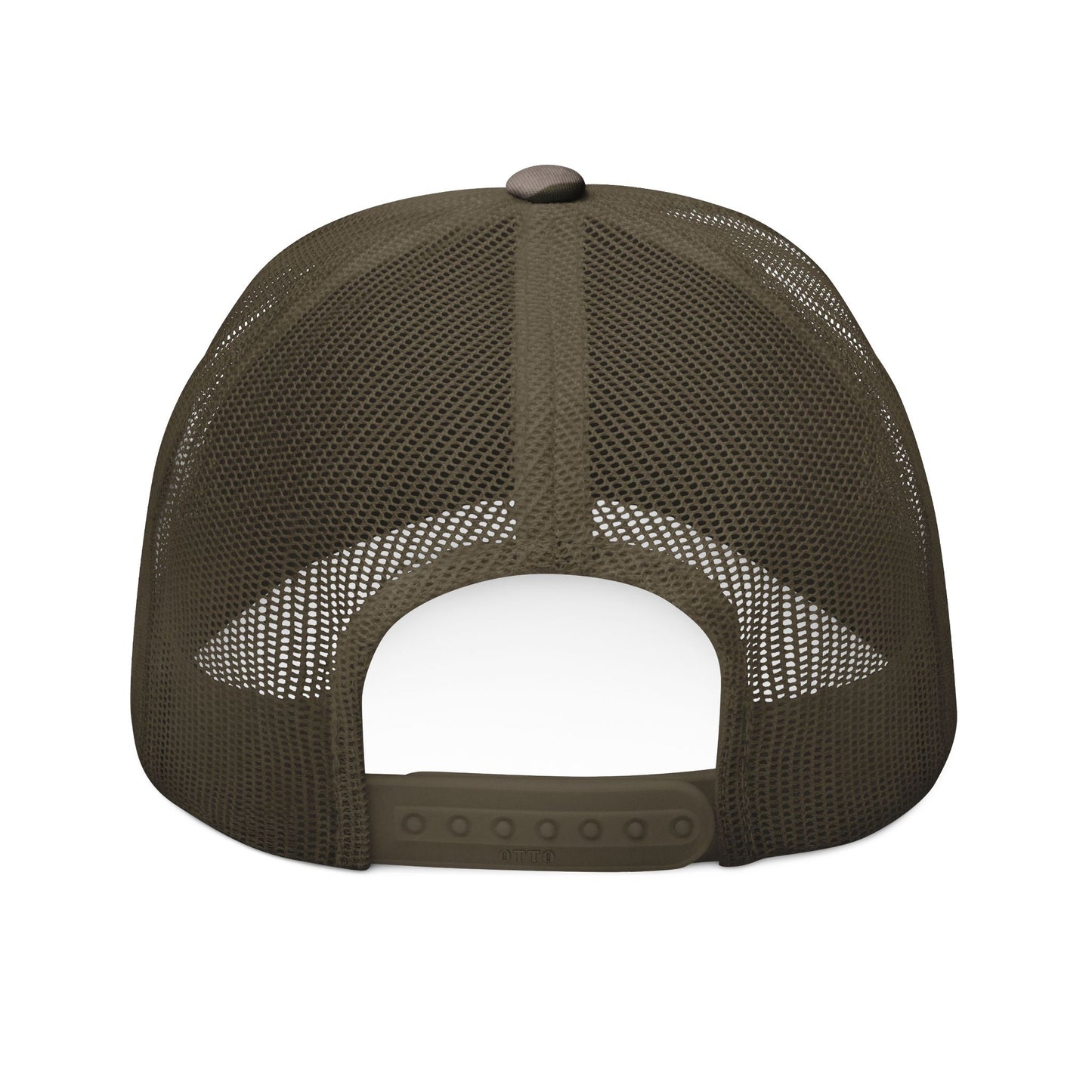 Camouflage Trucker Hat – Orange Embroidered