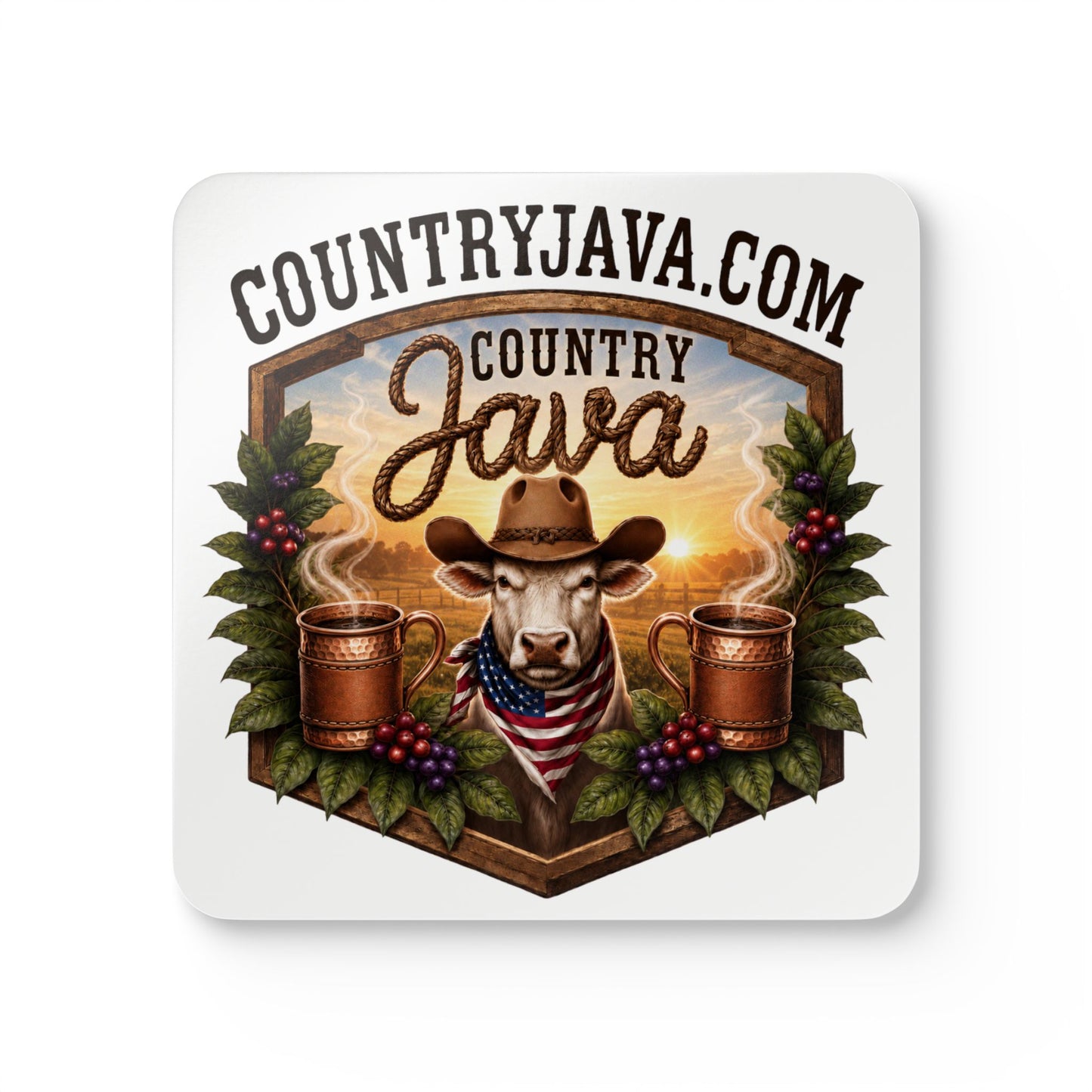 Country Java Coasters (Set of 4)