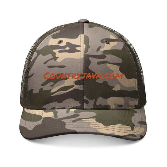 Camouflage Trucker Hat – Orange Embroidered