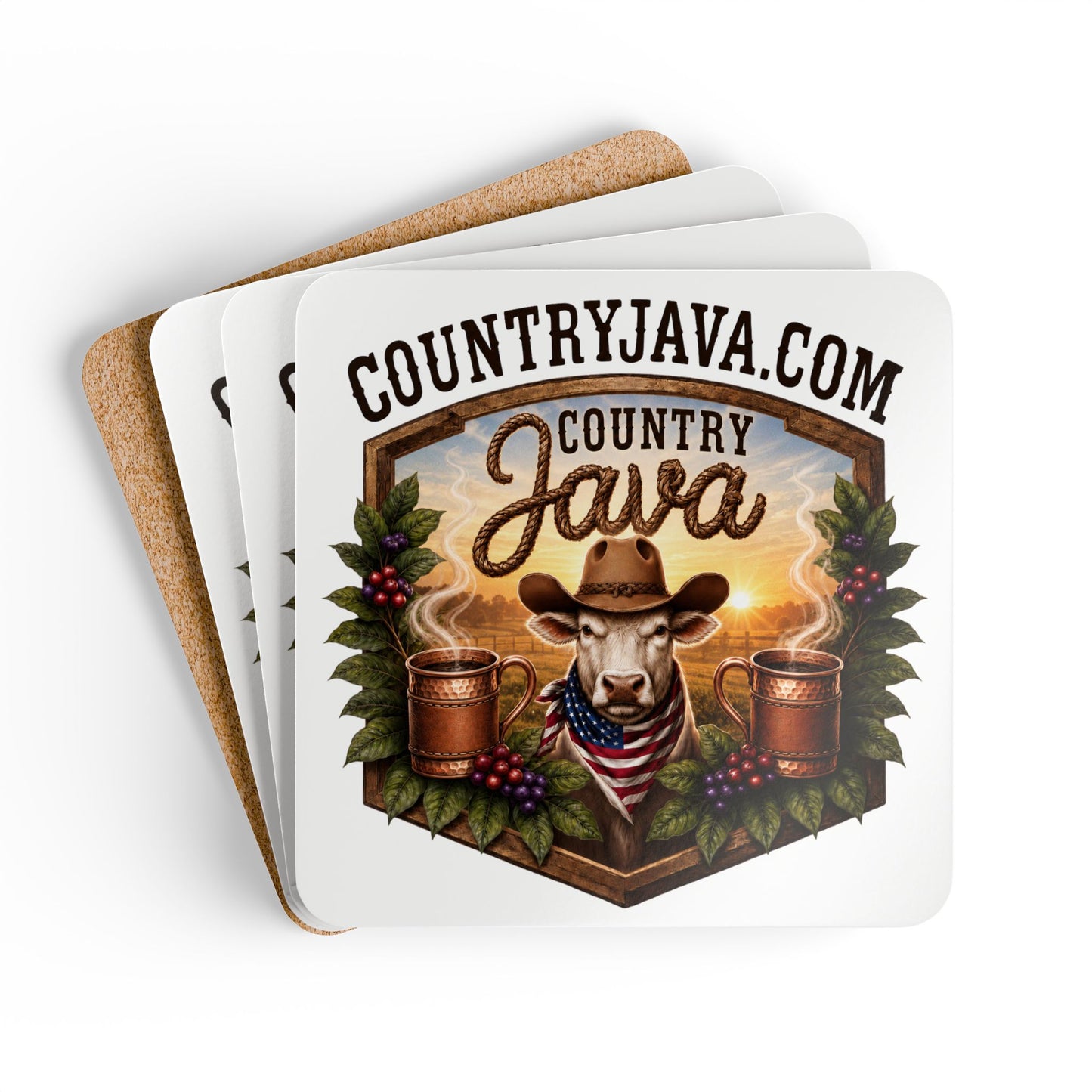 Country Java Coasters (Set of 4)