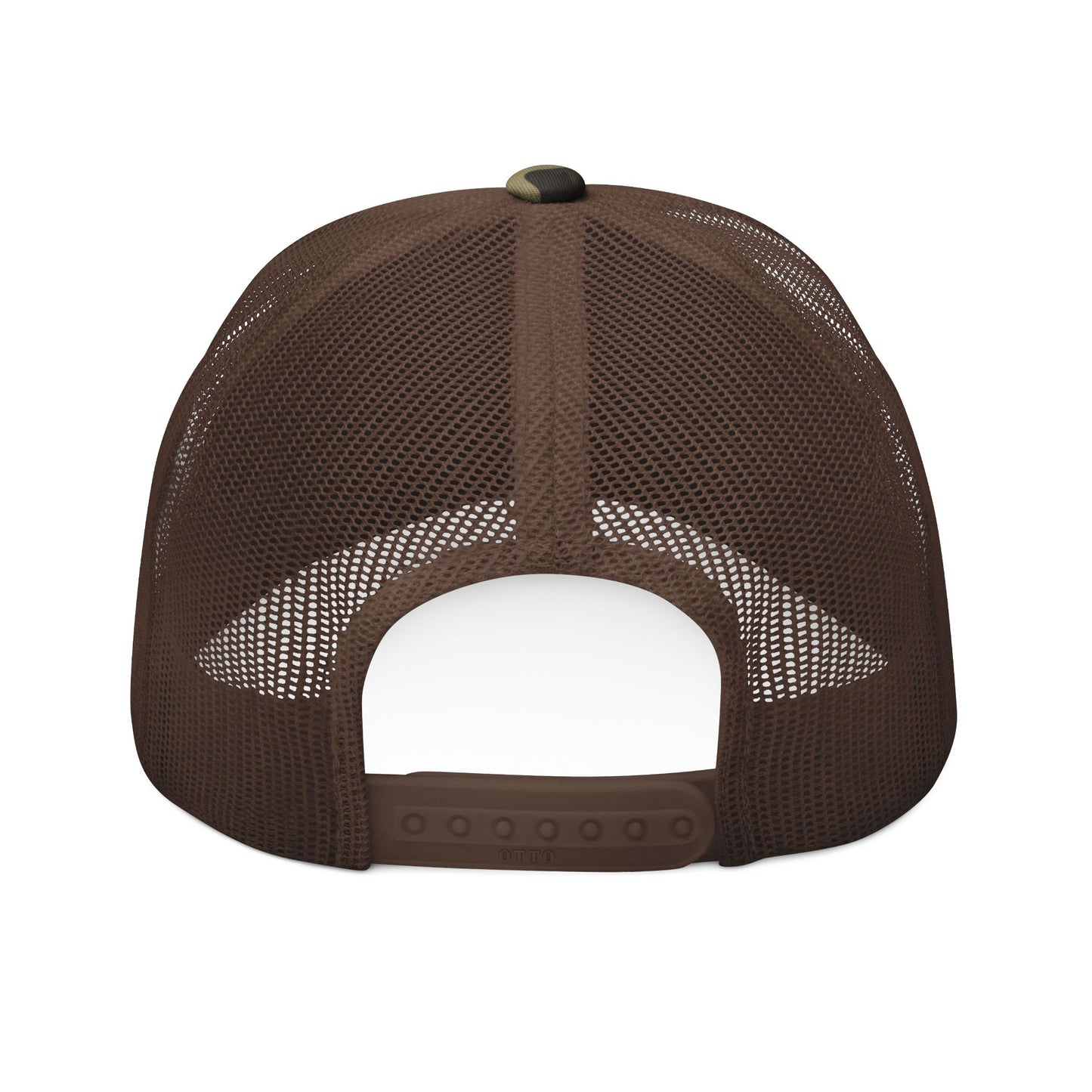 Camouflage Trucker Hat – Orange Embroidered